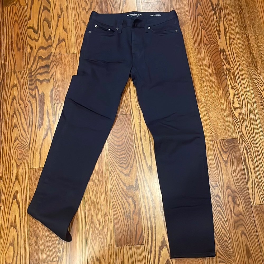 Banana Republic Traveler Mens 30x32 Athletic Tapered Fit 5 Pocket Navy Blue